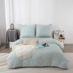 Pościel marszczona CREASY 220x200 jednobarwna szałwiowa