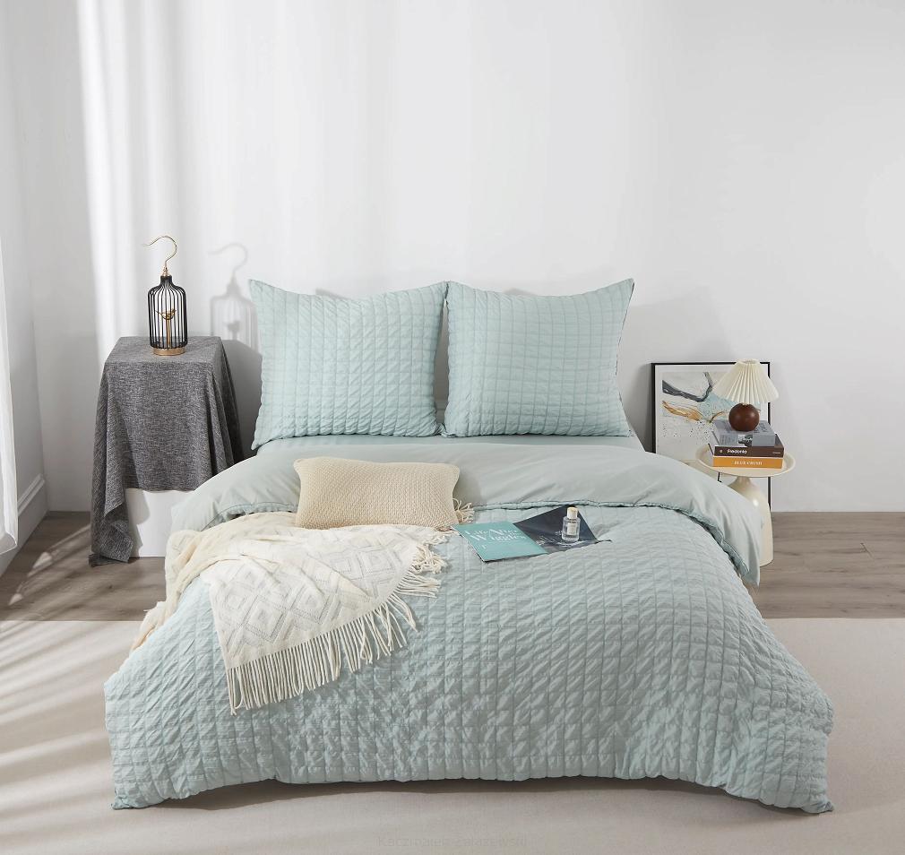 Pościel marszczona CREASY 220x200 jednobarwna szałwiowa