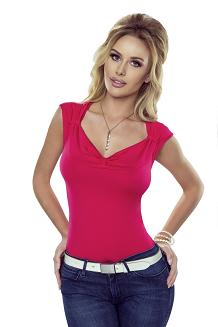 Bluzka damska z marszeniami na ramiączkach Nelly malinowa