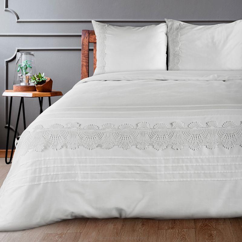 Pościel satynowa KOR-3 200x220 Eurofirany biała