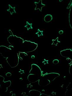 Koc świecący w ciemności 150x200 fluorescencyjny kolorowe motyle niebieski