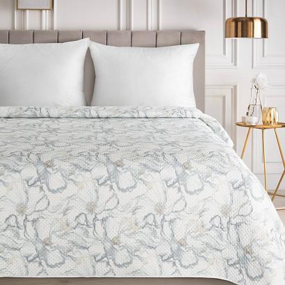 Narzuta dekoracyjna LISA 220x240 kremowa srebrna akwarelowe kwiaty