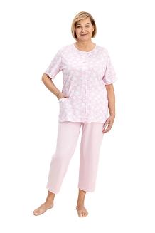 Piżama damska REGINA kod 738 różowa rozpinana z kieszeniami