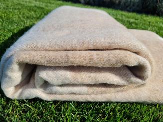 Koc wełniany z frędzlami 160x200 beżowa kremowa krata