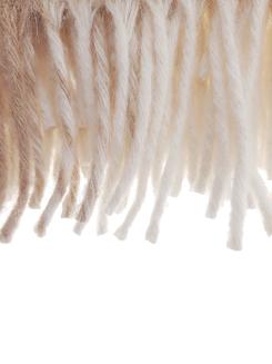 Koc wełniany z frędzlami 160x200 beżowa kremowa krata