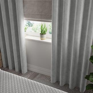 Zasłona gotowa na przelotkach VELVI 140x240 pastelowa szara