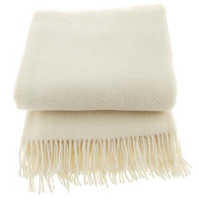 Koc z wełny nowozelandzkiej MAGDA 150x200 diagonalny kremowy