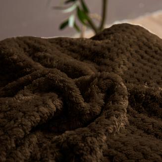 Koc narzuta Sherpa 150x200 brązowy biały dwustronny baranek