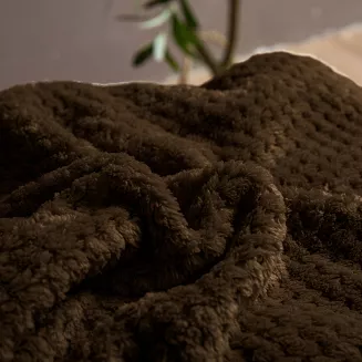 Koc narzuta Sherpa 150x200 brązowy biały dwustronny baranek