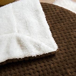 Koc narzuta Sherpa 150x200 brązowy biały dwustronny baranek