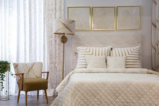 Narzuta dekoracyjna BLANCA2 220x240 biały/złoty