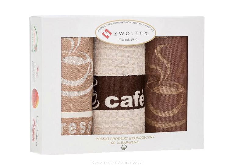 Komplet ścierek kuchennych 2+1  ZWOLTEX Cafe lniana 50x50+2*50x70