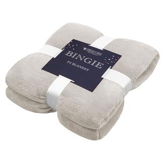 Koc narzuta BINGIE 150x180 beżowy z rękawami TV