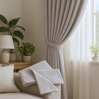 Szarfa do zasłony Hold 8x140 welurowa jasnobeżowa