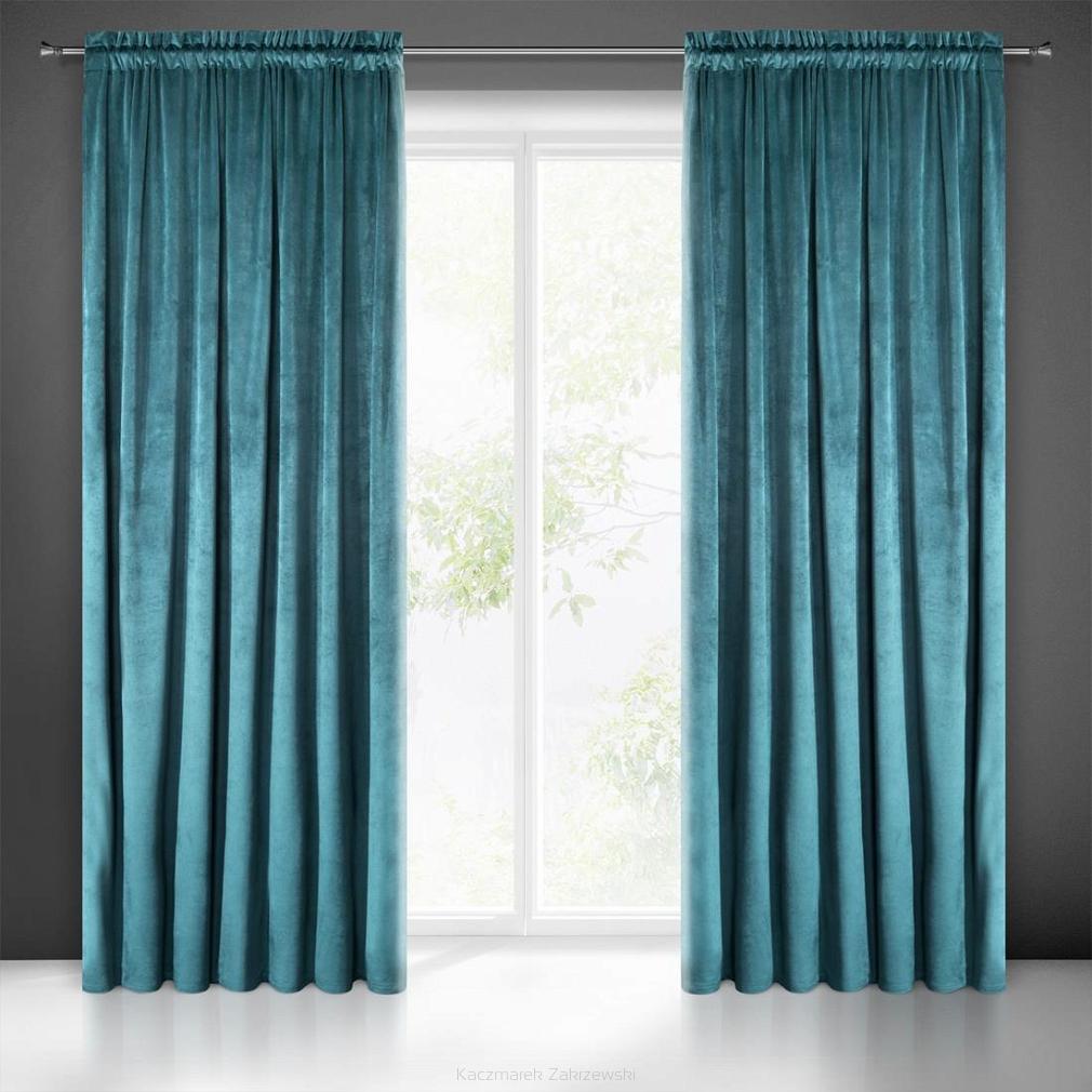 Zasłona gotowa na taśmie MELANIE 140x270 Eurofirany ciemny turkus