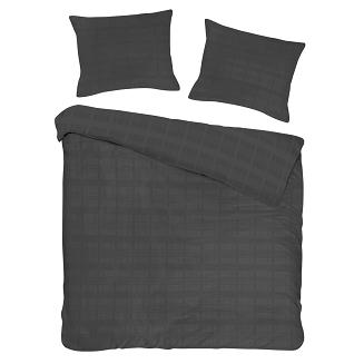 Pościel satyna bawełniana MARSELA EXCLUSIVE 160x200 antracytowa w kratkę