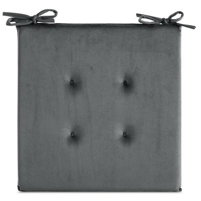 Poduszka na krzesło GAJA 40x40x3 Eurofirany grafitowa z ozdobnym pikowaniem