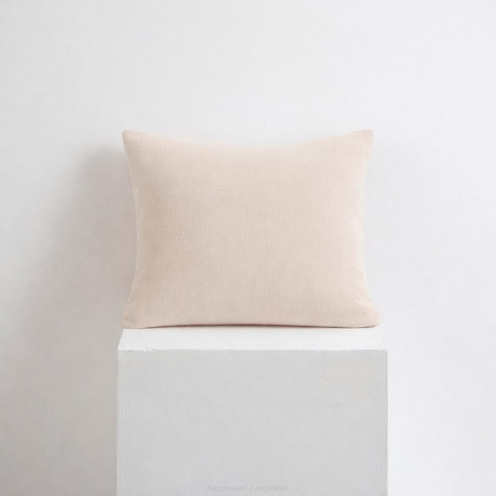 Beżowa Bawełniana Poszewka Muślinowa 40x60 Do Pościeli