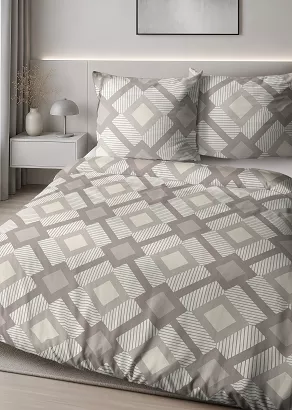 Pościel satynowa Home Satin 220x200 beżowa kremowa biała w duże i małe romby
