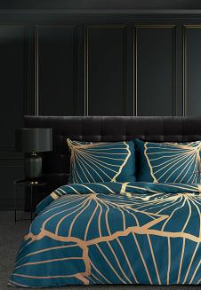 Pościel z makosatyny POS 160x200 Eurofirany granatowy/złoty