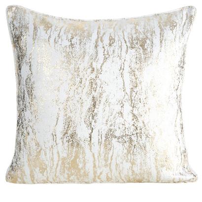 Poszewka dekoracyjna ELISE 45x45 Eurofirany biała złota marmurek lamówka