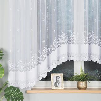 Firanka żakardowa gotowa na żabki GENOWEFA 450x160 biała