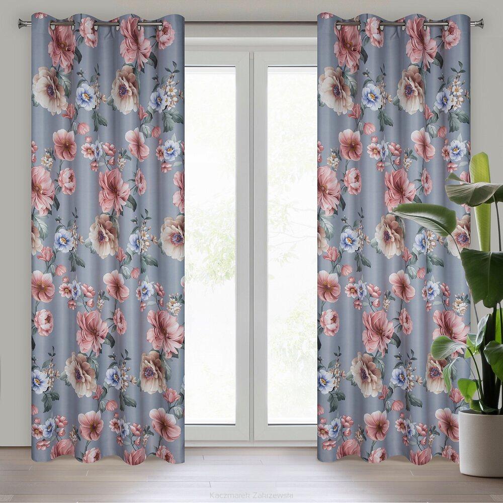 Zasłona gotowa na przelotkach GAJA 140x250 Eurofirany szary