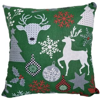 Poszewka bawełniana świąteczna 40x40 wzór świąteczny mix zielona