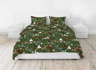 Poszewka bawełniana świąteczna 40x40 wzór świąteczny mix zielona