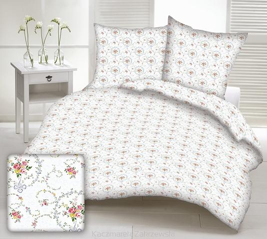 Pościel z kory 100% bawełna 160x200 wzór kwiatuszki w kółkach