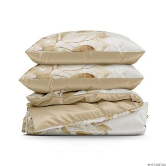 Pościel satynowa SPRING 160x200 Eurofirany kremowa beżowa gałązki liście