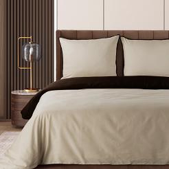 Pościel satynowa BE+BR 220x200 Eurofirany beżowy