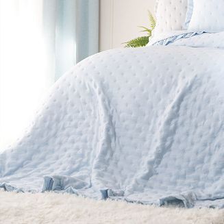 Narzuta dekoracyjna z falbaną WERONA 170x210 baby blue