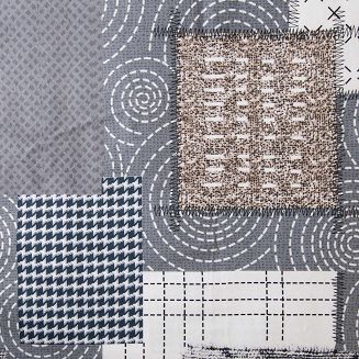 Pościel flanelowa FLANELOVE 220x200 szara biała beżowa patchwork