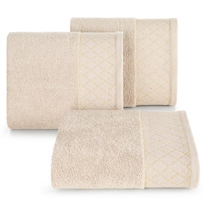 Ręcznik bawełniany LAYLA 30x50 Eurofirany beżowy geometryczna błyszcząca bordiura