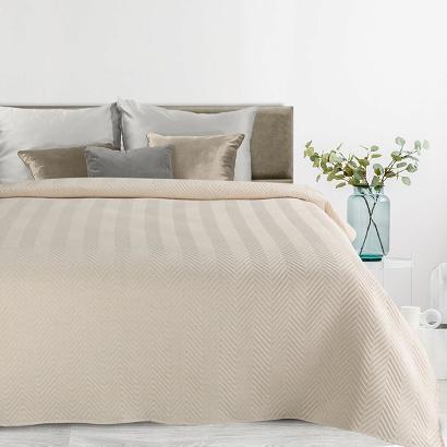 Narzuta dekoracyjna LEN-3 170x210 Eurofirany kremowy w jodełkę