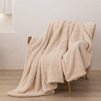 Koc narzuta Dreamy boucle 200x220 beżowy miękka bukla+baranek