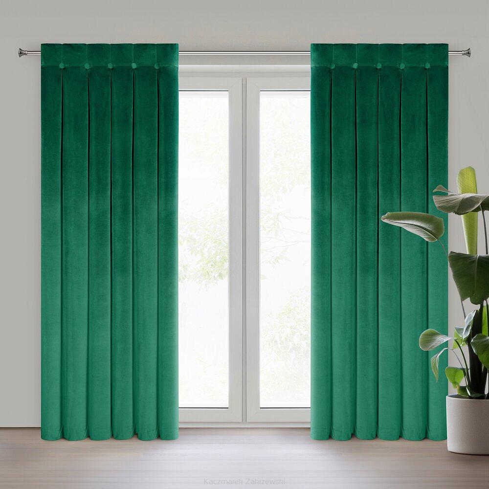 Zasłona gotowa na taśmie ALITA 140x250 Eurofirany ciemnozielony