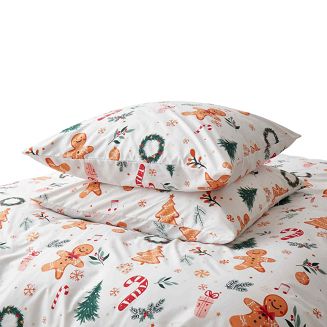 Pościel świąteczna Gingerbread 220x200 biała miodowa zielona w pierniczki