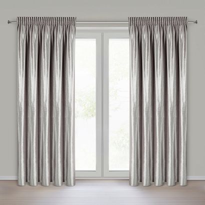 Zasłona gotowa na taśmie CAMERON 140x270 Eurofirany beżowa z błyszczącego welwetu