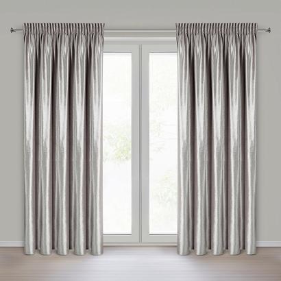 Zasłona gotowa na taśmie CAMERON 140x270 Eurofirany beżowa z błyszczącego welwetu