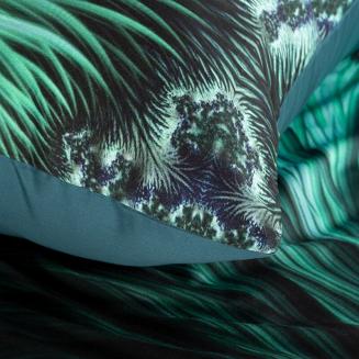 Pościel satynowa PREMIUM15 160x200 Eurofirany zielona czarna nadruk panelowy