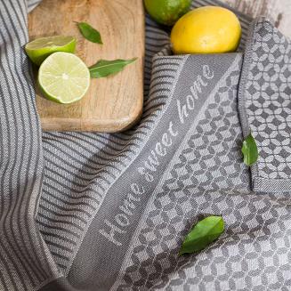 Ścierka kuchenna bawełna egipska SWEET HOME 50x70 geometryczny wzór szara