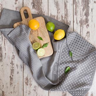 Ścierka kuchenna bawełna egipska SWEET HOME 50x70 geometryczny wzór szara