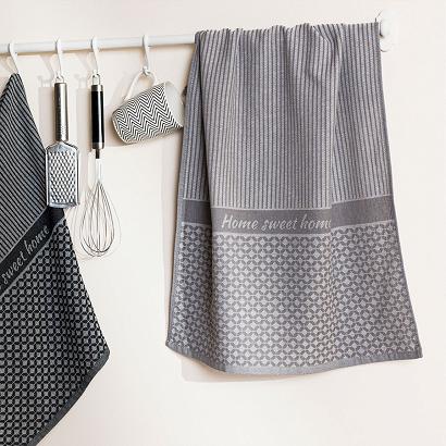 Ścierka kuchenna bawełna egipska SWEET HOME 50x70 geometryczny wzór szara