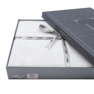 Pościel satyna bawełniana z gipiurą  160x200 Valinor biała