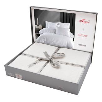 Pościel satyna bawełniana z gipiurą  160x200 Valinor biała