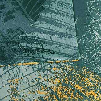 Pościel satyna bawełniana VENERA 200x220 turkusowa żółta w liście