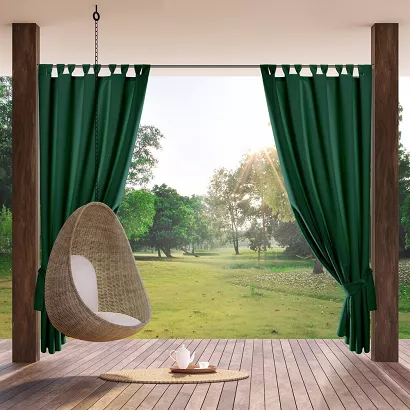Zasłona gotowa na szelkach wodoodporna GARDEN 155x260 ogrodowa ciemnozielona