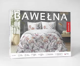 Pościel bawełniana 160x200 Detexpol biała fioletowa pomarańczowa egzotyczne kwiaty